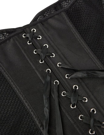 Корсет из сетки Star Night с крючками и шнуровкой, черный, S (без коробки)