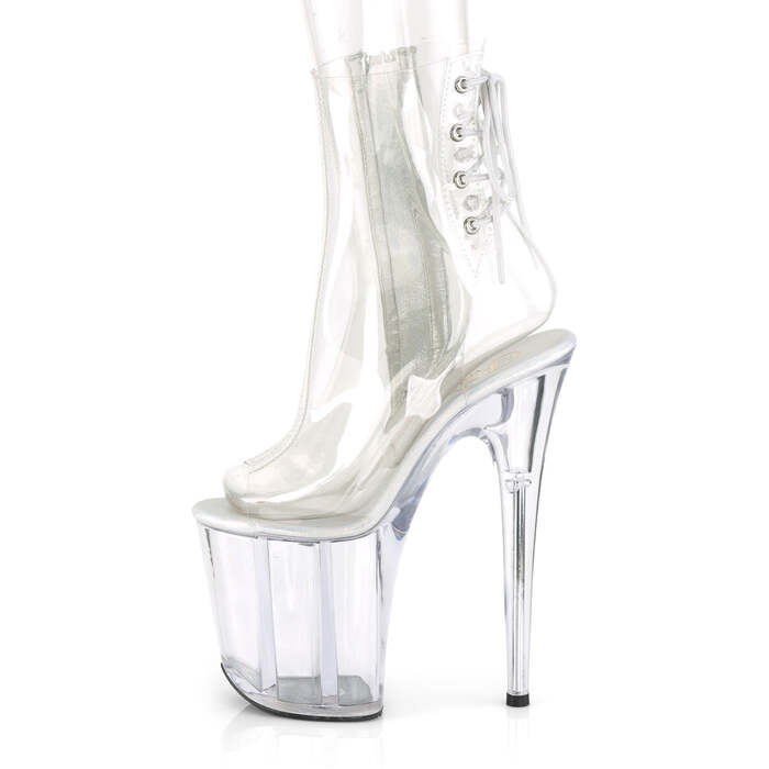 Ботинки Flamingo-1018C *Каблук 8 дюймов, 4 дюйма, открытый носок/пятка, боковая молния, прозрачный
