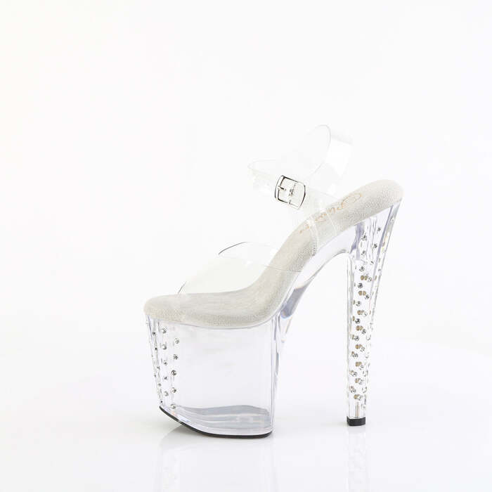 Босоножки Enchant-708RS, каблук 8 дюймов, ремешком на щиколотке шириной 3 3/4 дюйма, с ремешком на подошве из PF, с RS на подошве из PF, прозрачные