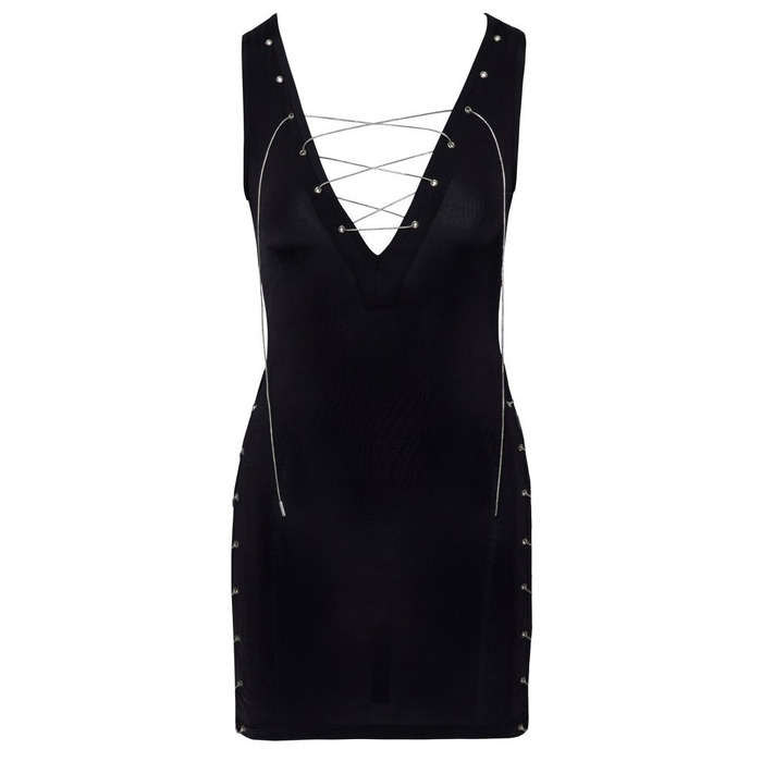 Платье со шнуровкой на груди и бедрах Cottelli, черное, размер S