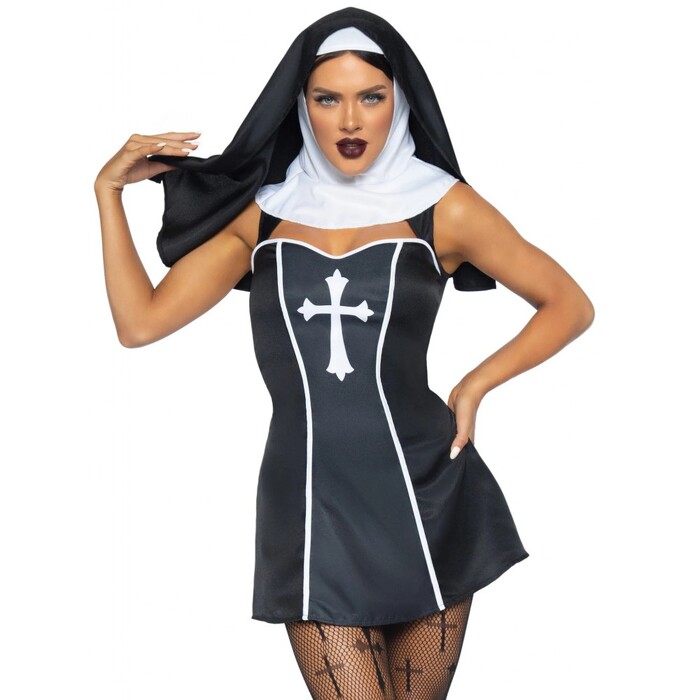 Костюм черниці Leg Avenue, L, Naughty Nun 2 предмети, чорний