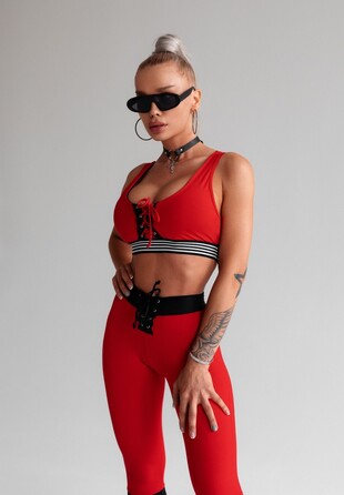 ЛЕГІНСИ RED EYELET LACE UP LEGGINGS