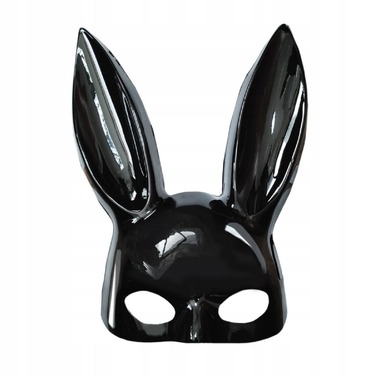 Маска кролика DS Fetish Play With Me глянцевая, чёрная