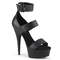 Босоніжки Pleaser Delight-629 *6 дюймів на підборах, 1 3/4 дюйма з закритою спинкою та потрійним ремінцем на щиколотці, чорні веганські шкіряні туфлі