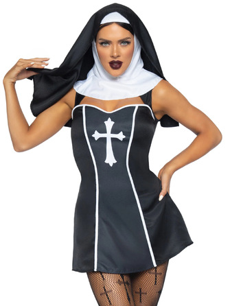 Костюм монашки Leg Avenue, М, Naughty Nun 2 предмета, черный