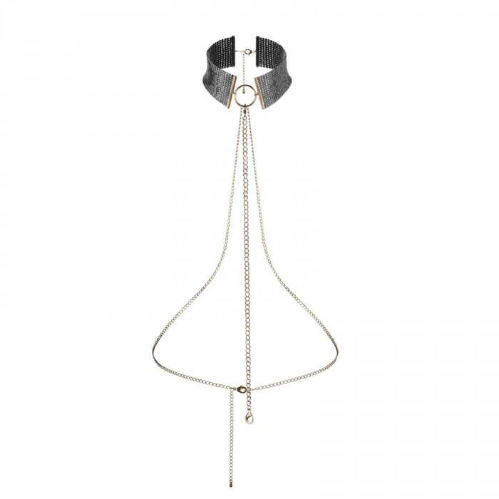 Ожерелье-ошейник с цепочкой Bijoux Indiscrets черное, 59 см