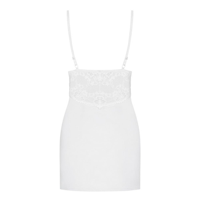 Еротична облягаюча сорочка Obsessive PADDED Сhemise 810-CHE-2 з мереживним ліфом, біла