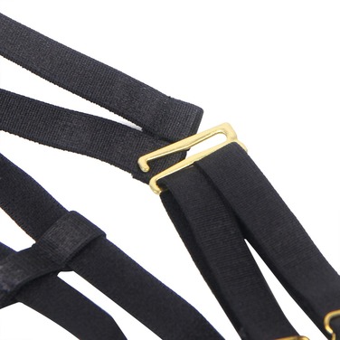 Чорний сексуальний оксамитовий комплект білизни Star Night з чокером та декоративною фурнітурою, M