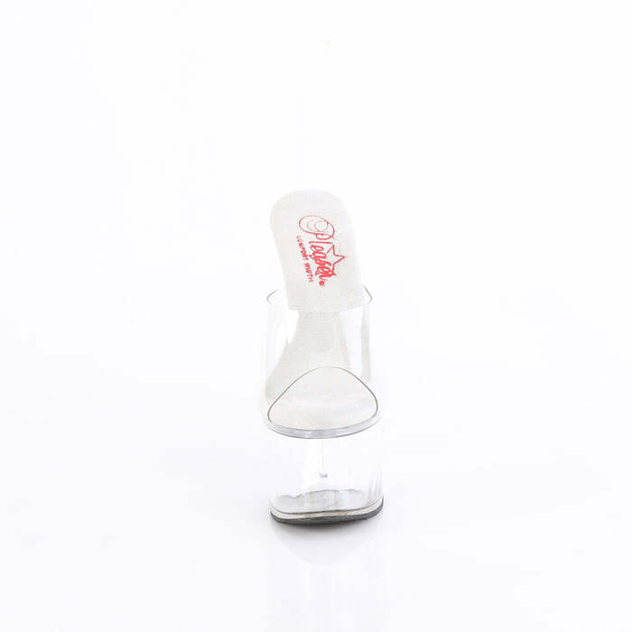 Шльопанці Passion-701 на каблуці 7 дюймів, 2 3/4 дюйма PF Comfort Width Slippers, прозорі