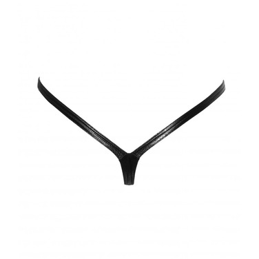 Сексуальні вінілові стрінги зі зміїним тисненням M P009 Noir Handmade, чорні