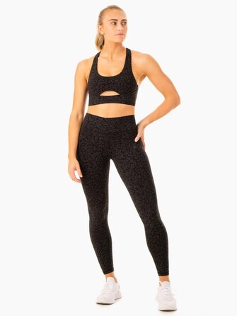 Леггинсы Rotation High Waisted Scrunch Leggings - Black Leopard