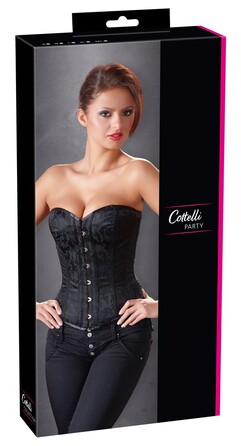 Корсет із жаккардовим візерунком Cottelli Collection чорний, XXL