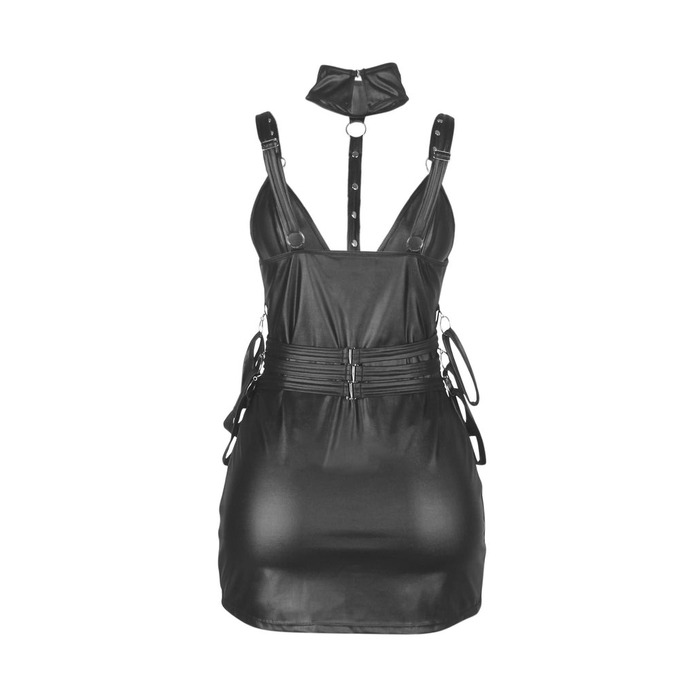 Платье из искусственной кожи и ремешками на руки и шею Star Night с трусиками, черный, М
