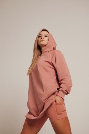 ХУДІ EVERYDAY HERO LONG SWEATSHIRT WITH A HOODIE OLD ROSE 580 Roze