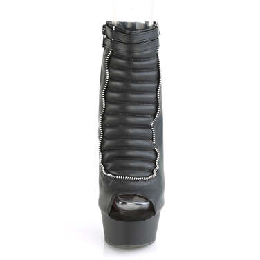 Босоніжки Delight-600-18 на підборах *6 дюймів, ботильйони до щиколотки 1 3/4 дюйма з відкритим носком/підбором, блискавка збоку, чорні, веганська шкіра/чорний колір