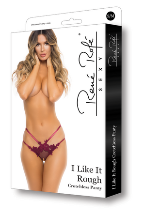 Трусики I LIKE IT ROUGH CROTCHLESS PANTY BURGUNDY, S/M