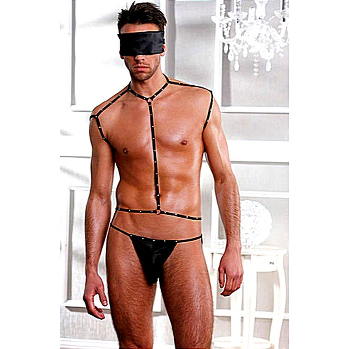 Эротический костюм Sunspice Нижнего (сабмиссив) из 3 предметов, черный