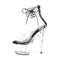 Босоножки Pleaser Adore-724RS. Каблук 7 дюймов, манжета на щиколотке 2 3/4 дюйма, PF-застёжка, молния сзади, чёрно-прозрачные.