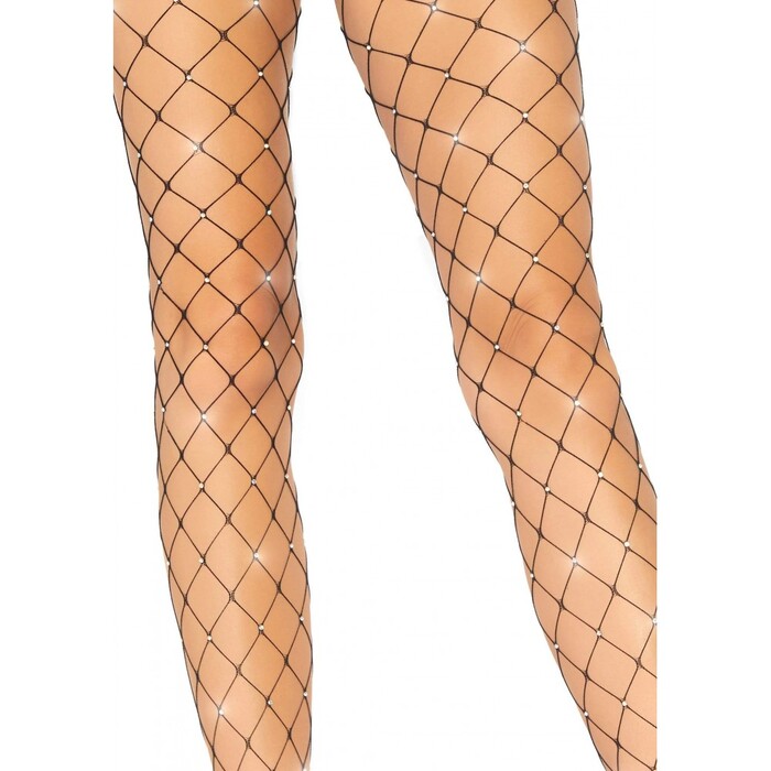 Колготки із мікросітки зі стразами чорні Leg Avenue Rhinestone micro net tights O/S
