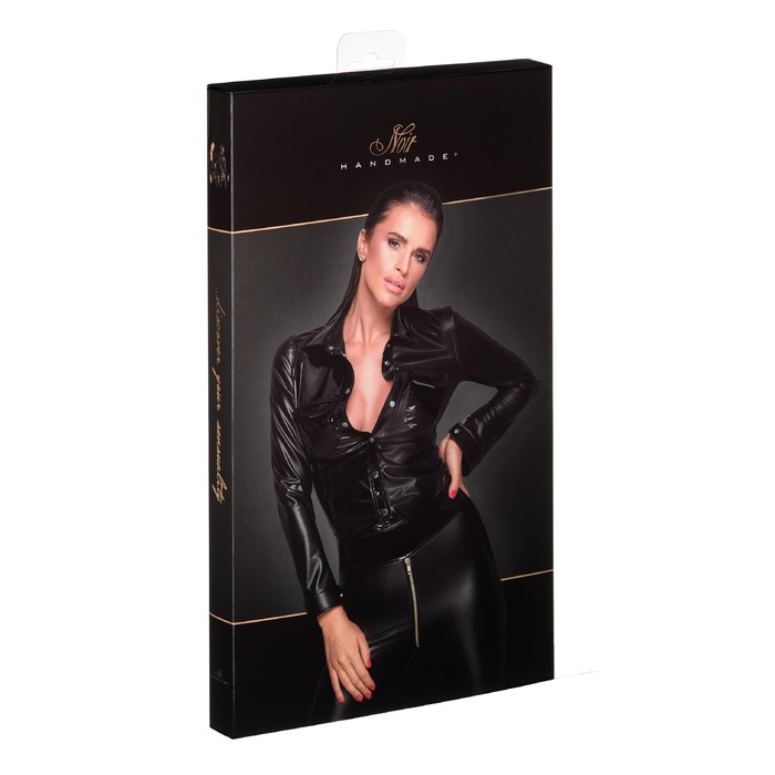 Блузка из винила с мокрым эффектом Noir Handmade F227 черная, S