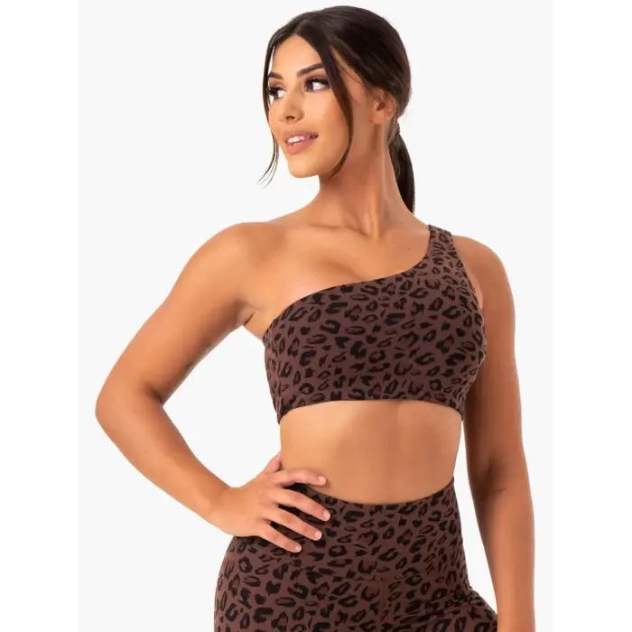 Топ Ryderwear Adapt One Shoulder Sports Bra - Chocolate Leopard