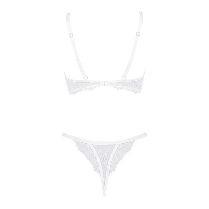 Комплект ажурный Obsessive Bianelle белый, S/M