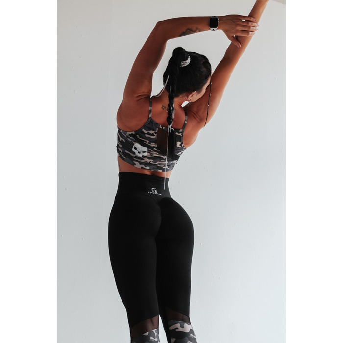 ТОП MILITARY BROWN TOP WITH TULE CUTOUT 14323