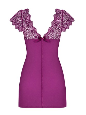 Сорочка с кружевными рукавами и стринги Obsessive Moketta фиолетовый, L/XL
