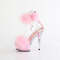 Босоніжки Pleaser Delight-624F на підборах 6 дюймів, босоніжки з хутра марабу 1 3/4 дюйма з манжетою на щиколотці, блискавка ззаду, прозорі/ніжно-рожеві
