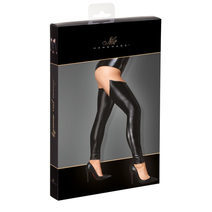 Чулки со вставкой из винила F196 Noir Handmade M