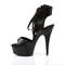 Босоніжки Pleaser Delight-600-14 на підборах 6 дюймів, 1 3/4 дюйма з мереживом спереду PF, чорні, веганська шкіра/чорний колір