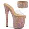 Шльопанці Pleaser Bejeweled-812RS на підборі 8 дюймів, 4-дюймові оздоблені шльопанці PF RS у тон, прозоре/рожеве золото