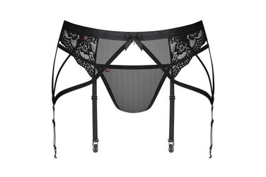 Пояс со стрингами черный Obsessive 854-GAR-1 L/XL