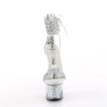 Босоніжки Sky-327RSI на підборах 7 дюймів, босоніжки з манжетою на щиколотці 2 3/4 дюйма з RS, блискавка ззаду, сріблясті