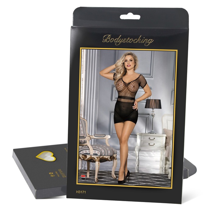 Сукня-міні Star Night з ажурною сіткою, пов'язана гачком, чорна XS-M