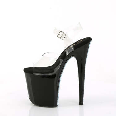 Босоножки Flamingo-808CRS-2, каблук 8 дюймов, ремешок на щиколотке 4 дюйма, прозрачный/черный