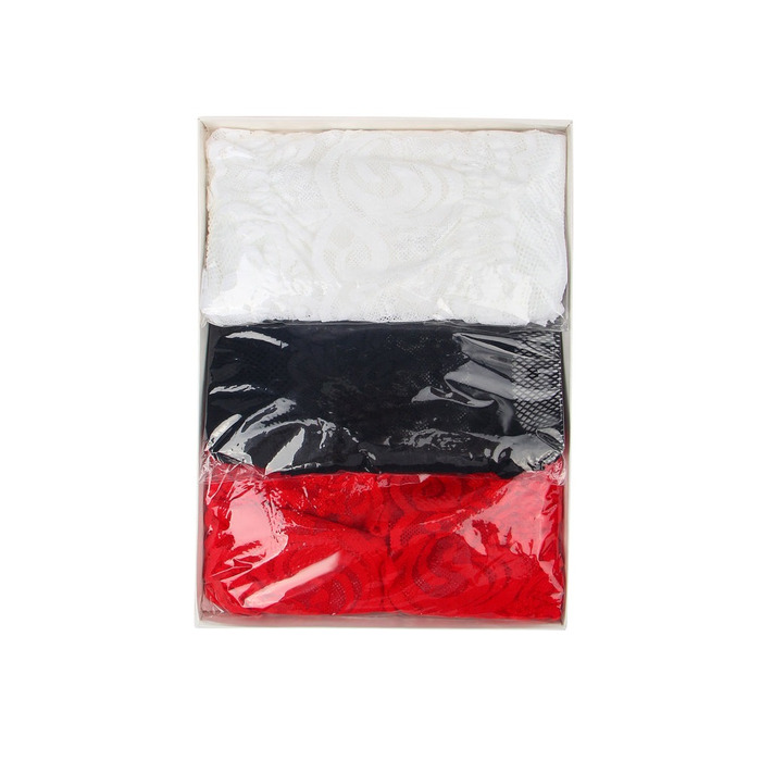Комплект панчіх Star Night мереживні, чорні, білі, червоні, 3 пари, L-2XL