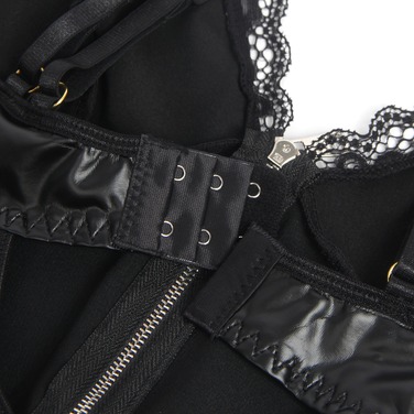 Корсет с подтяжками и подвязками Star Night на молнии, черный, L