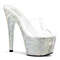 Шльопанці Pleaser Bejeweled-701DM на підборі 7 дюймів, шльопанці 2 3/4 дюйма з PF, прозорі/сріблясті