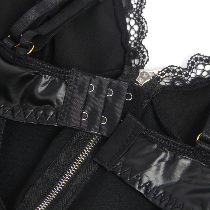 Корсет с подтяжками и подвязками Star Night на молнии, черный, L