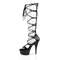 Босоніжки Pleaser Delight-698 на 6-дюймовому каблуці, зі шнурівкою, з плоским принтом, з блискавкою ззаду, чорні