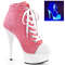 Туфлі Pleaser Delight-600SK-02 на підборах 6 дюймів, кросівки з фіксатором 1 3/4 дюйма, блискавка збоку, рожеві/білі