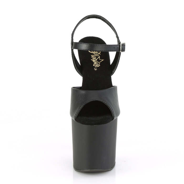 Босоножки Bondgirl-709 *7 1/2 дюйма, каблук-пистолет, 3 1/2 дюйма, ремешком на щиколотке, чёрная искусственная кожа/чёрный