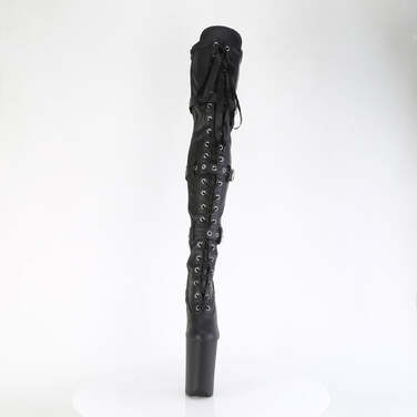 Сапоги Infinity-3028, каблук 9 дюймов, высота ботинок 5 1/4 дюйма, шнуровка, пряжка, молния сбоку, чёрная искусственная кожа/чёрный