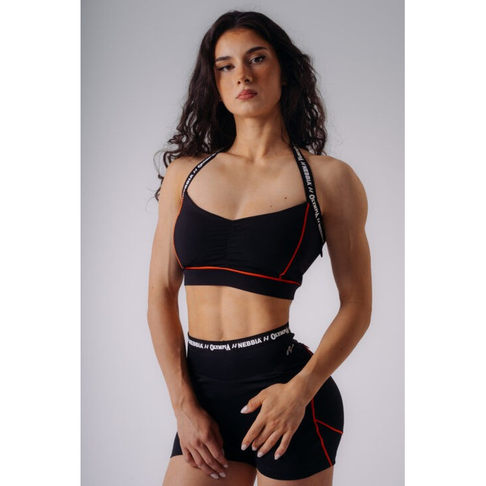 Спортивный топ NEBBIA x Olympia с открытой спиной, черный, 936