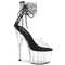 Босоножки Pleaser Adore-724RS. Каблук 7 дюймов, манжета на щиколотке 2 3/4 дюйма, PF-застёжка, молния сзади, чёрно-прозрачные.