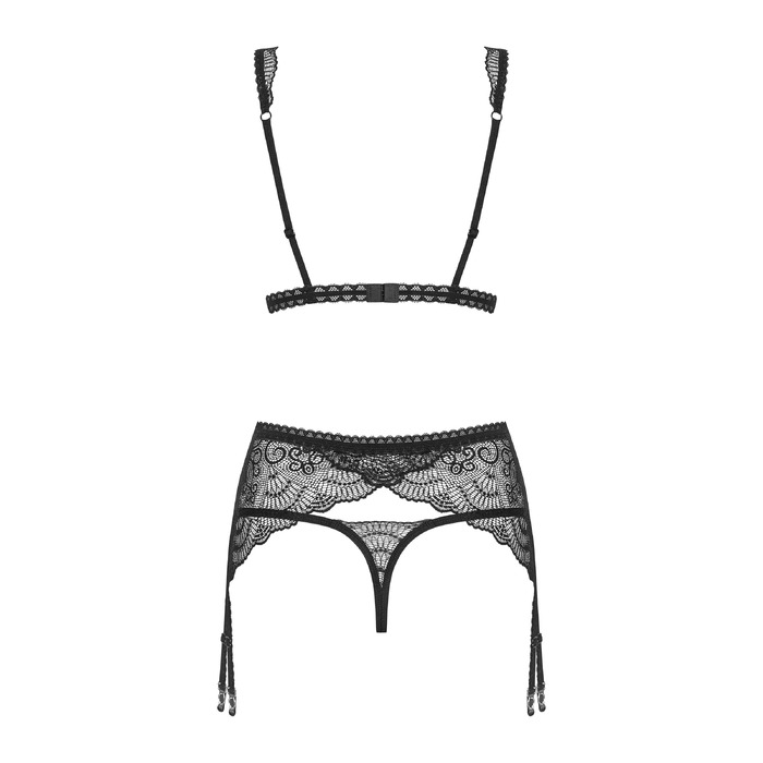 Комплект ажурный з поясом для чулок Obsessive Firella garter belt set S/M