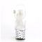 Босоніжки Pleaser Discolite-708DOTS на підборах 7 дюймів, ремінець на щиколотці 3 дюйми з підсвічуванням LED, прозорий/сріблястий хром