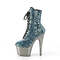 Чоботи Pleaser Adore-1020CHRS *7-дюймовий каблук, 2 3/4-дюймові черевики до щиколотки PF RS з прикрасою, бічна блискавка, бірюзово-сірі