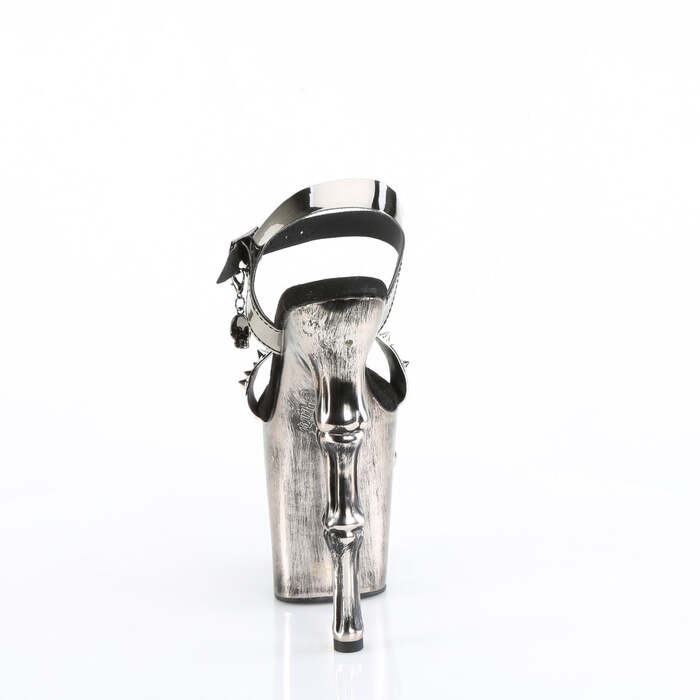 Босоніжки Rapture-812-LT, 8-дюймовий каблук на кісточці з пальцями, 4-дюймовий ремінець на щиколотці з черепом та світлодіодним підсвічуванням, сірий